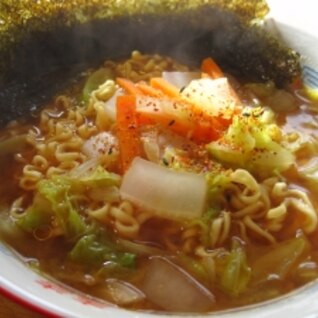 白菜でインスタントラーメン（味噌味）